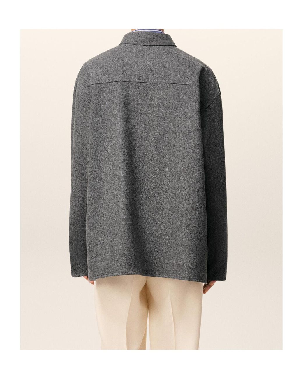 AMI Gray Long-Sleeved Polo Shirt for men