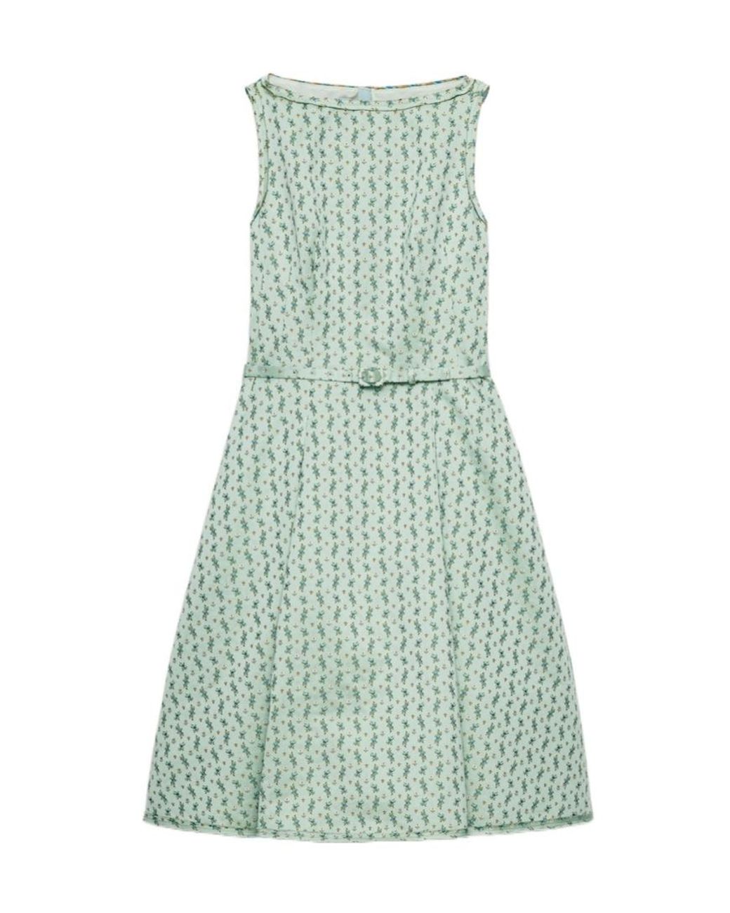 Prada Green Floral Print Duchess Dress