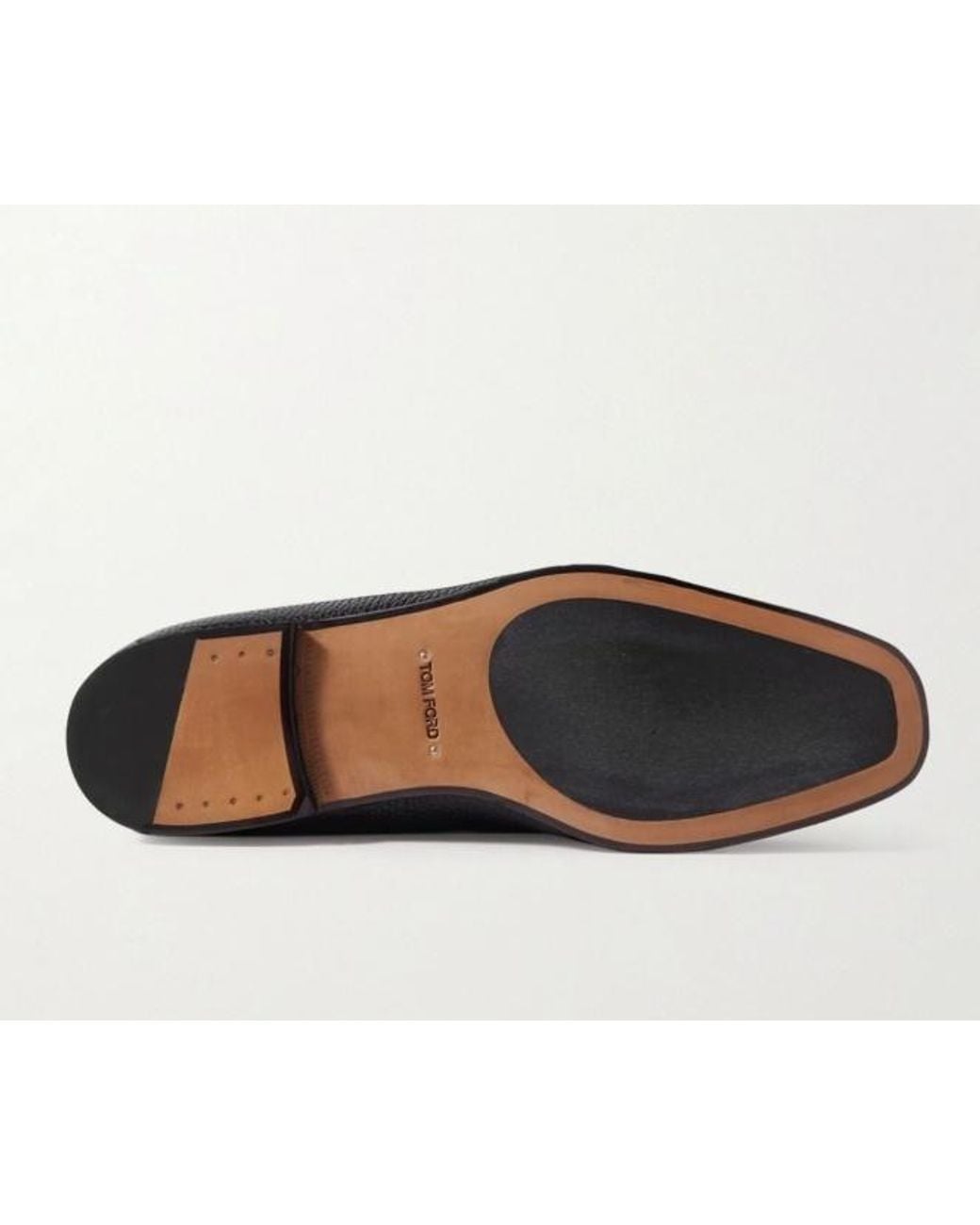 Tom Ford Black Almond-Toe Leather Loafers for men