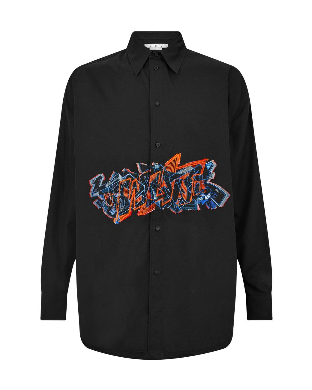 Off-White c/o Virgil Abloh Black Loose Long-Sleeve Shirt With Graffiti Print for men