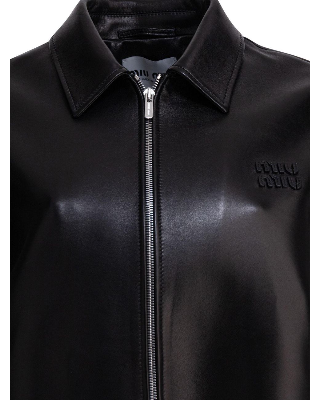 Miu Miu Black Plongé Leather Jacket