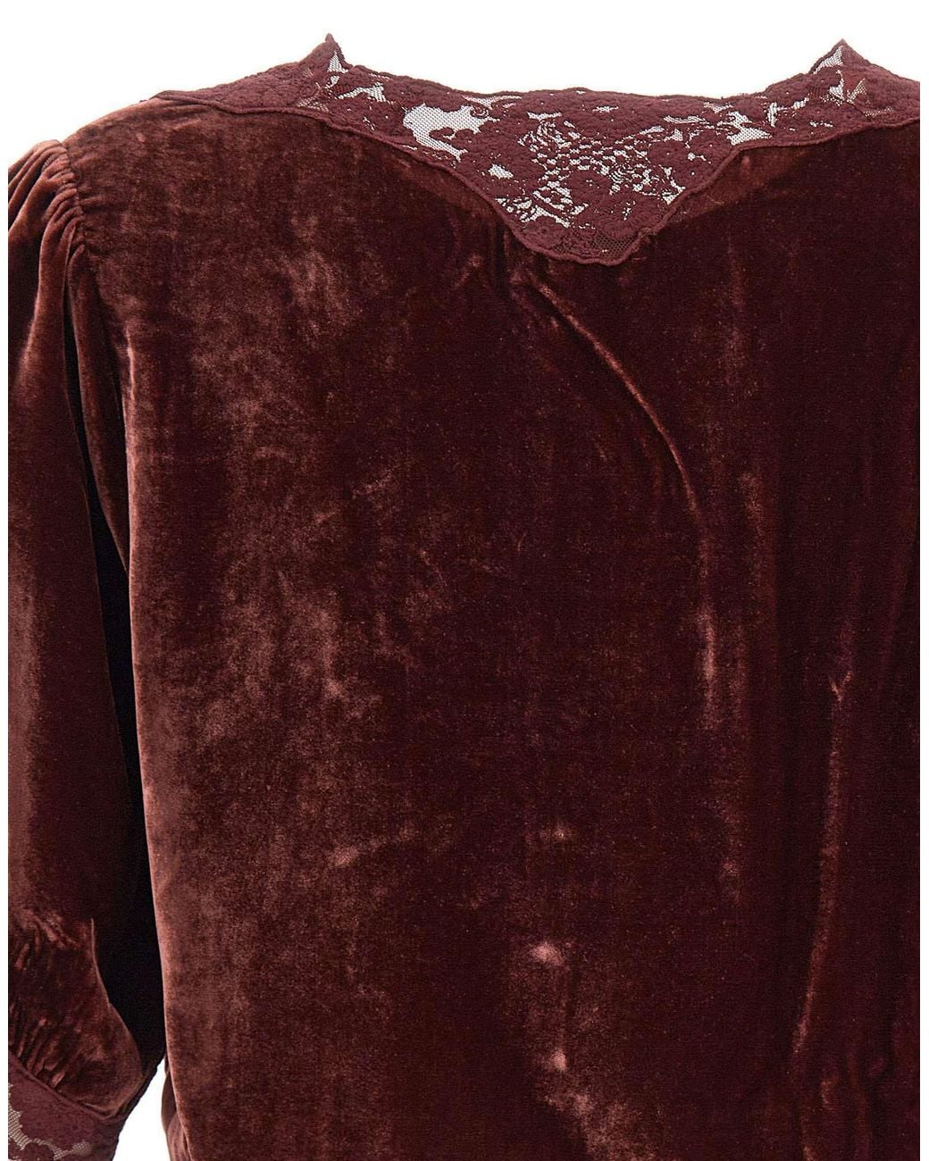 Rixo Red Ursula Lace Trim Button Top