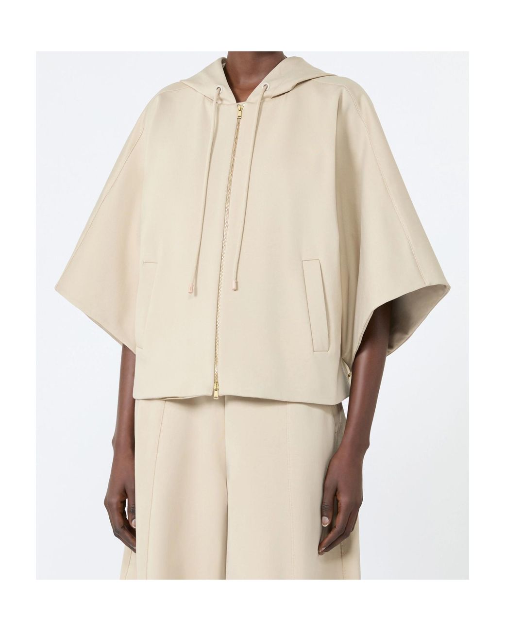 Max Mara Natural Technical Jersey Cropped Hoodie