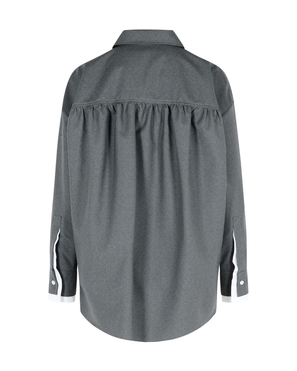 Marni Gray Logo Embroidered High-Low Hem Shirt