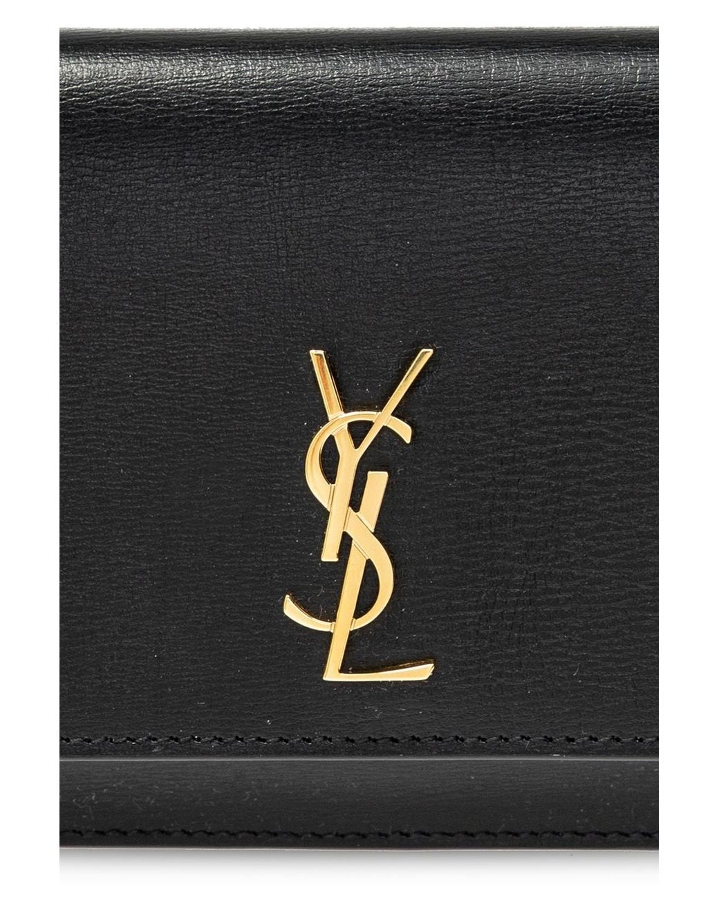 Saint Laurent Black Cassandre Foldover Top Shoulder Bag