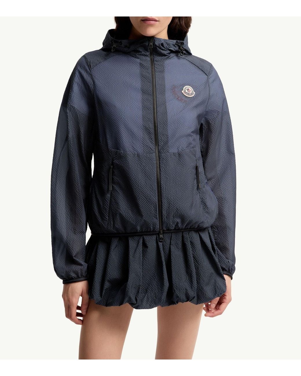 Moncler Blue Zip-Up Hooded Jacket