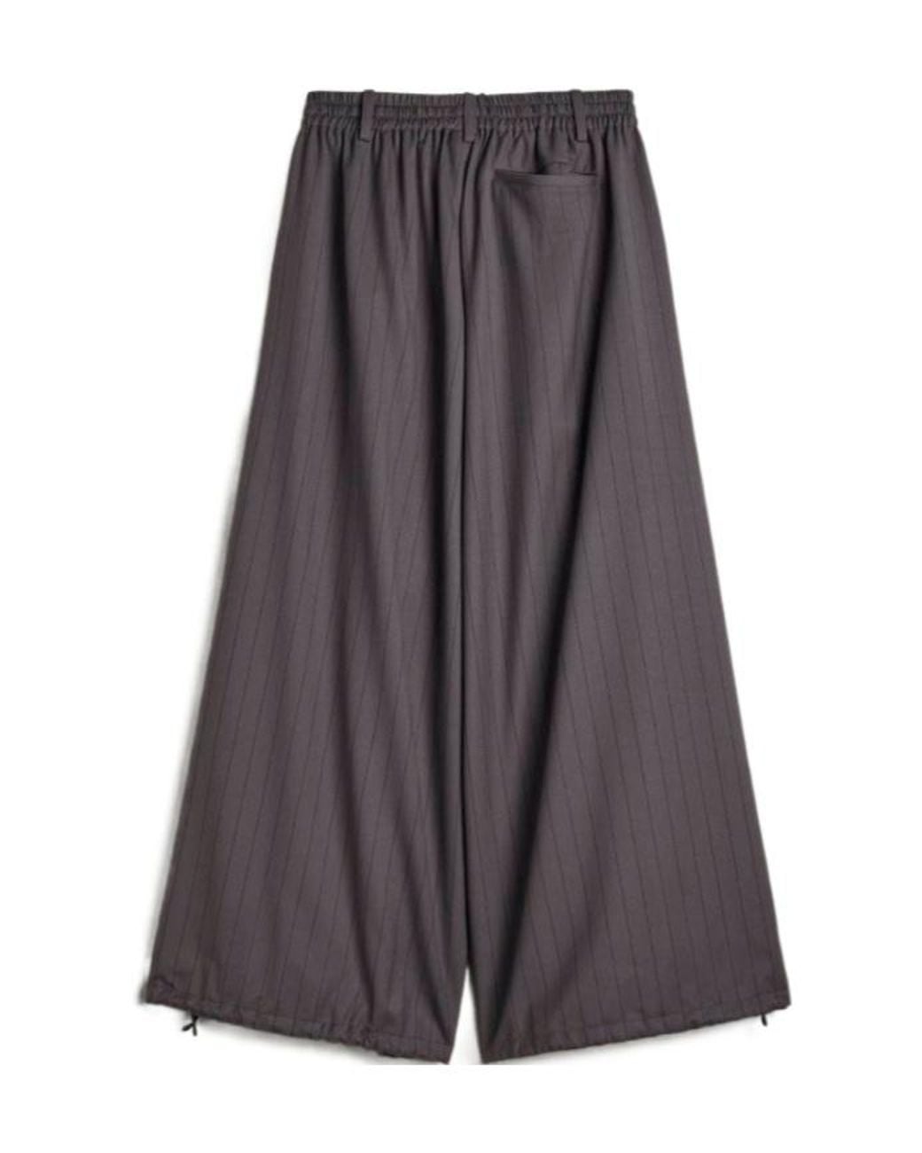 Y-3 Gray Pinstripe Drawstring Trousers for men