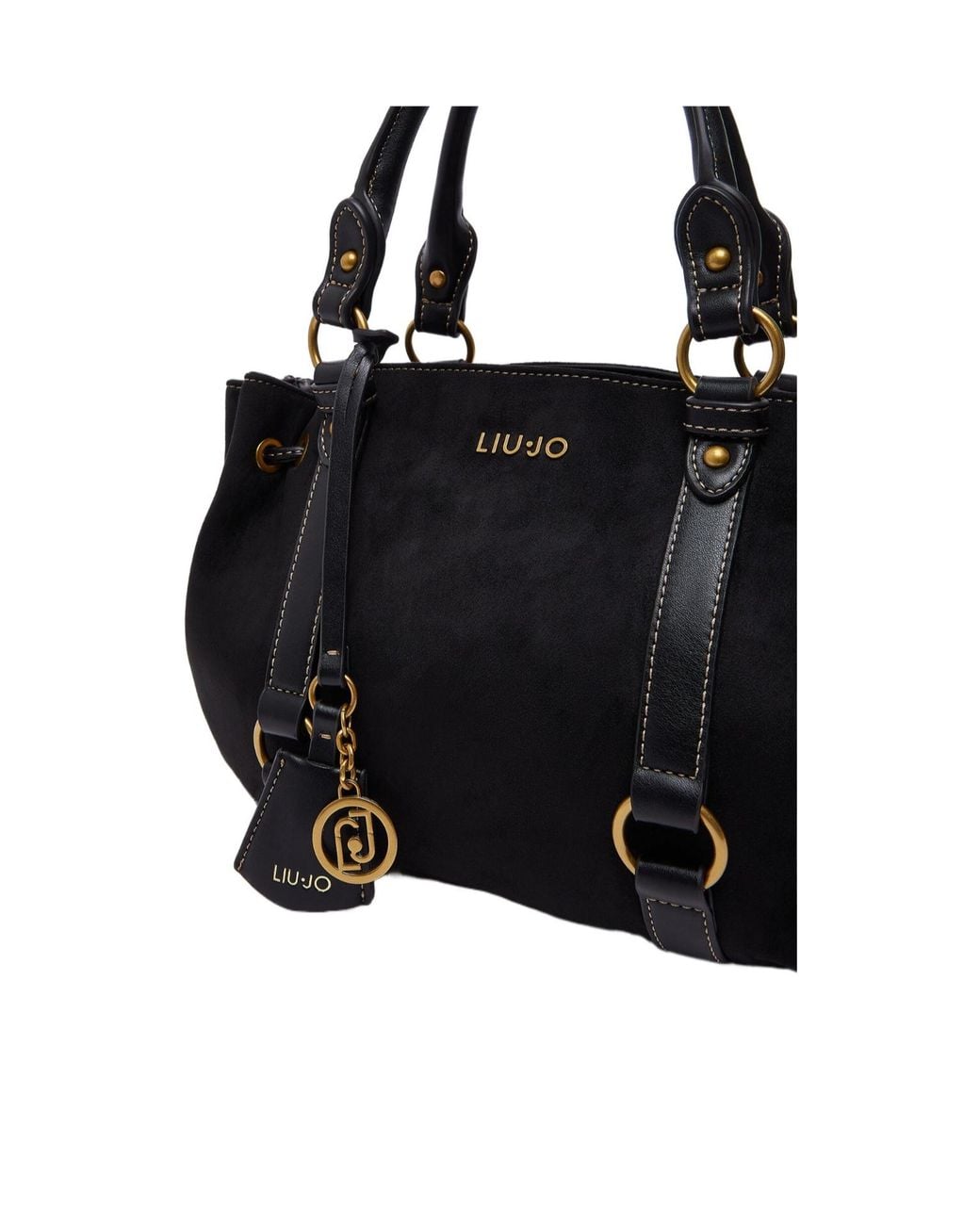 Liu Jo Black Drawstring Suede Tote Bag