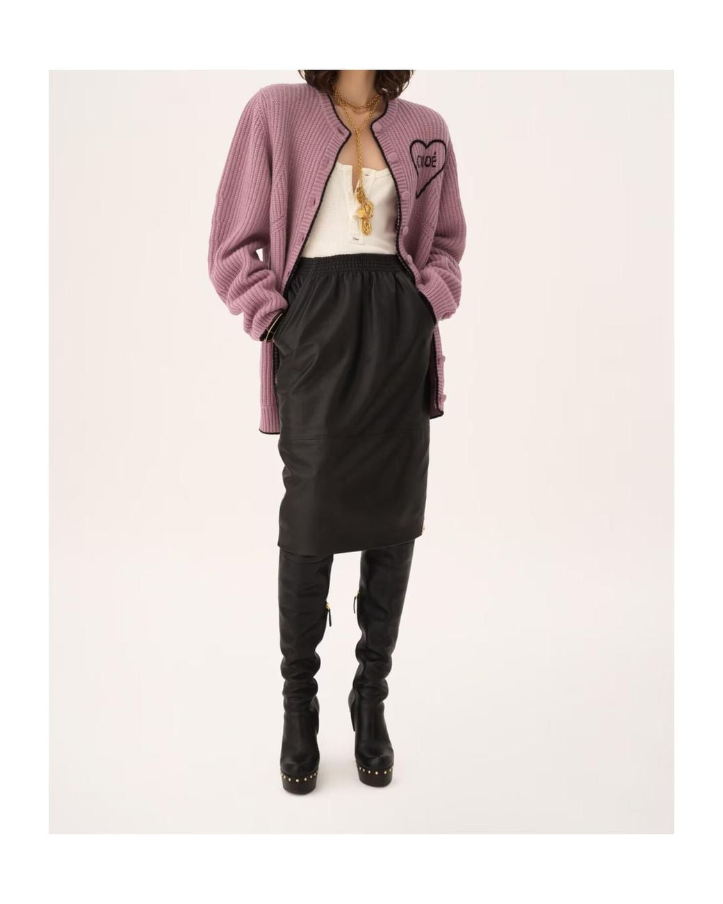 Chloé Purple Chloé Generous Logo Knitted Cardigan
