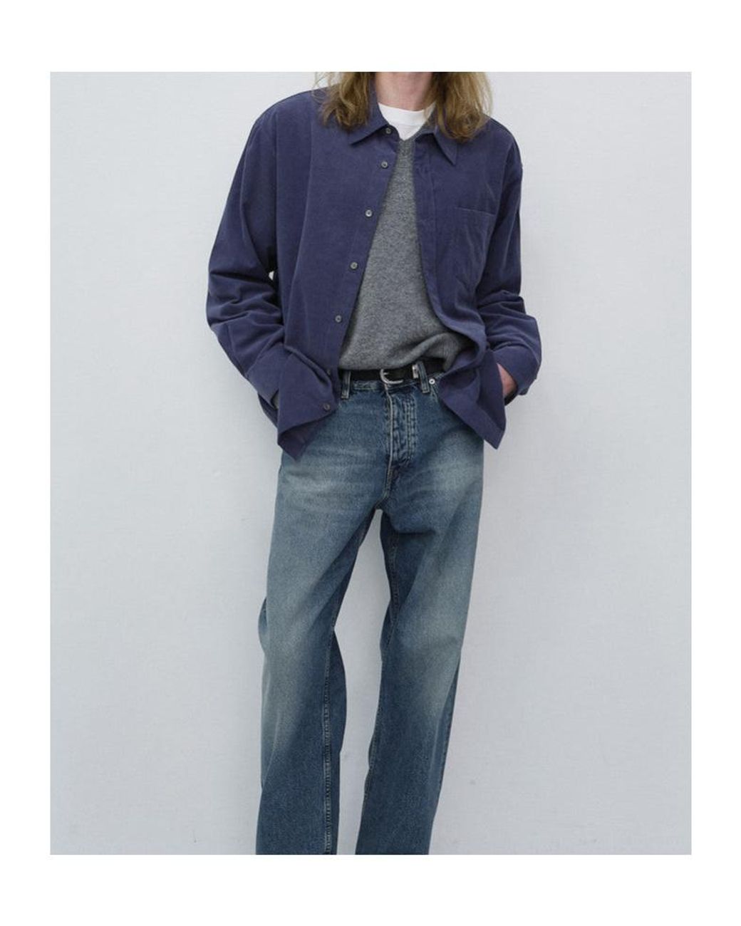 DUNST Gray V-Neck Cashmere Knitted Sweater for men