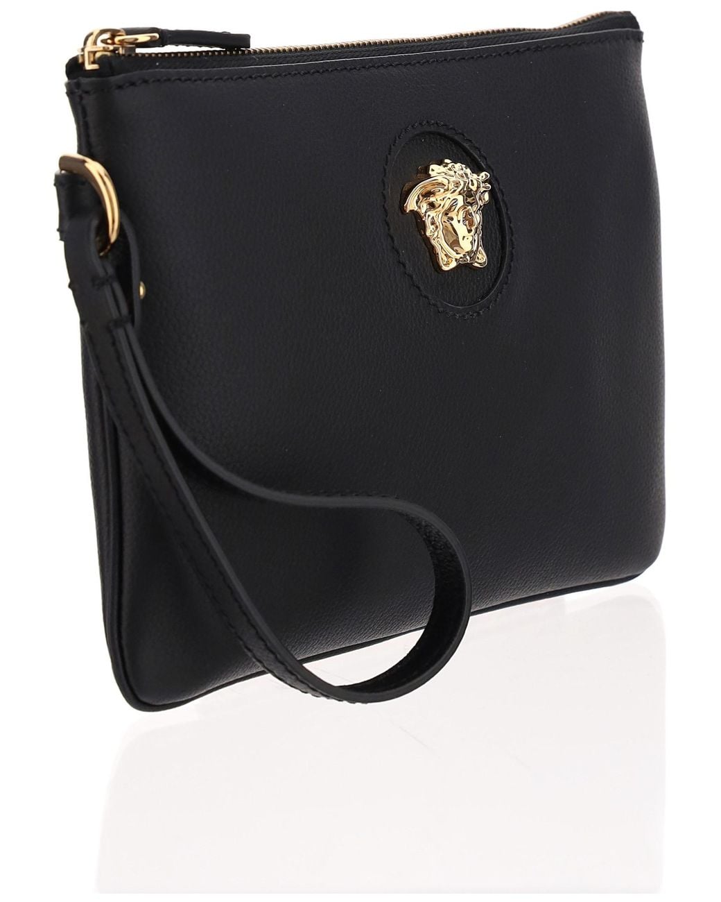 Versace Black The Medusa Logo Plaque Pouch
