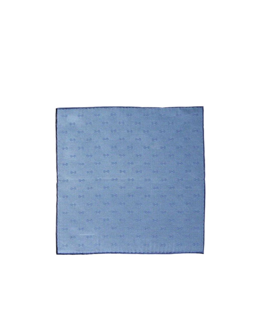 Gucci Blue Horsebit Silk Jacquard Pocket Square for men