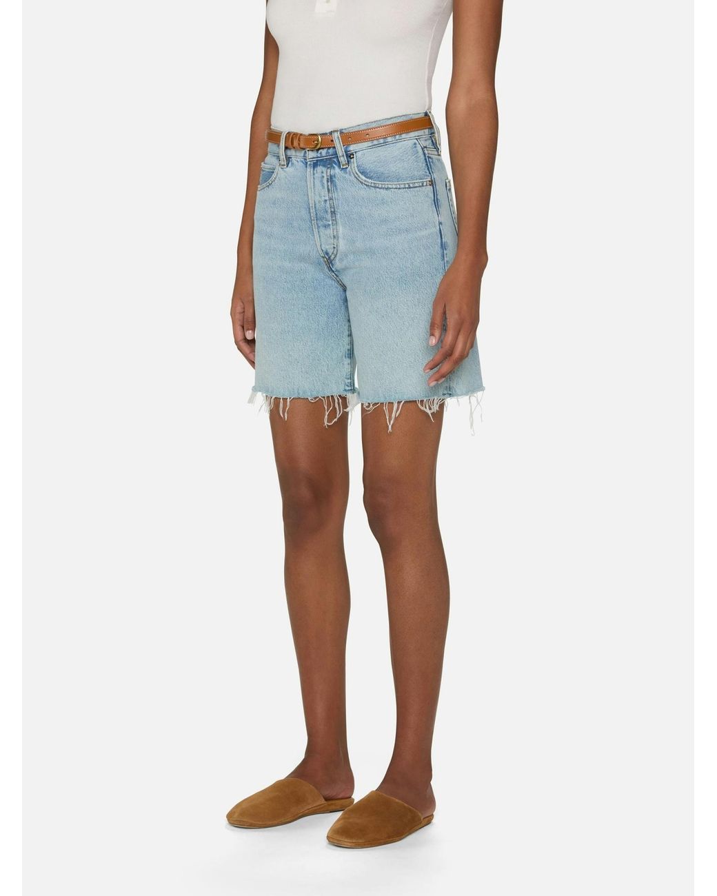 FRAME Blue High Waist Denim Shorts