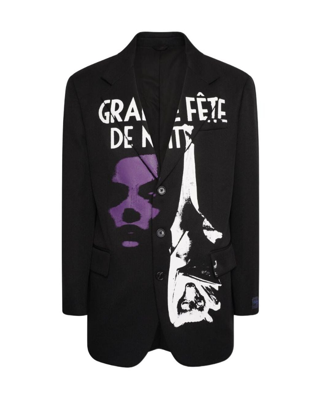Raf Simons Black Lapel Printed Suit Jacket for men