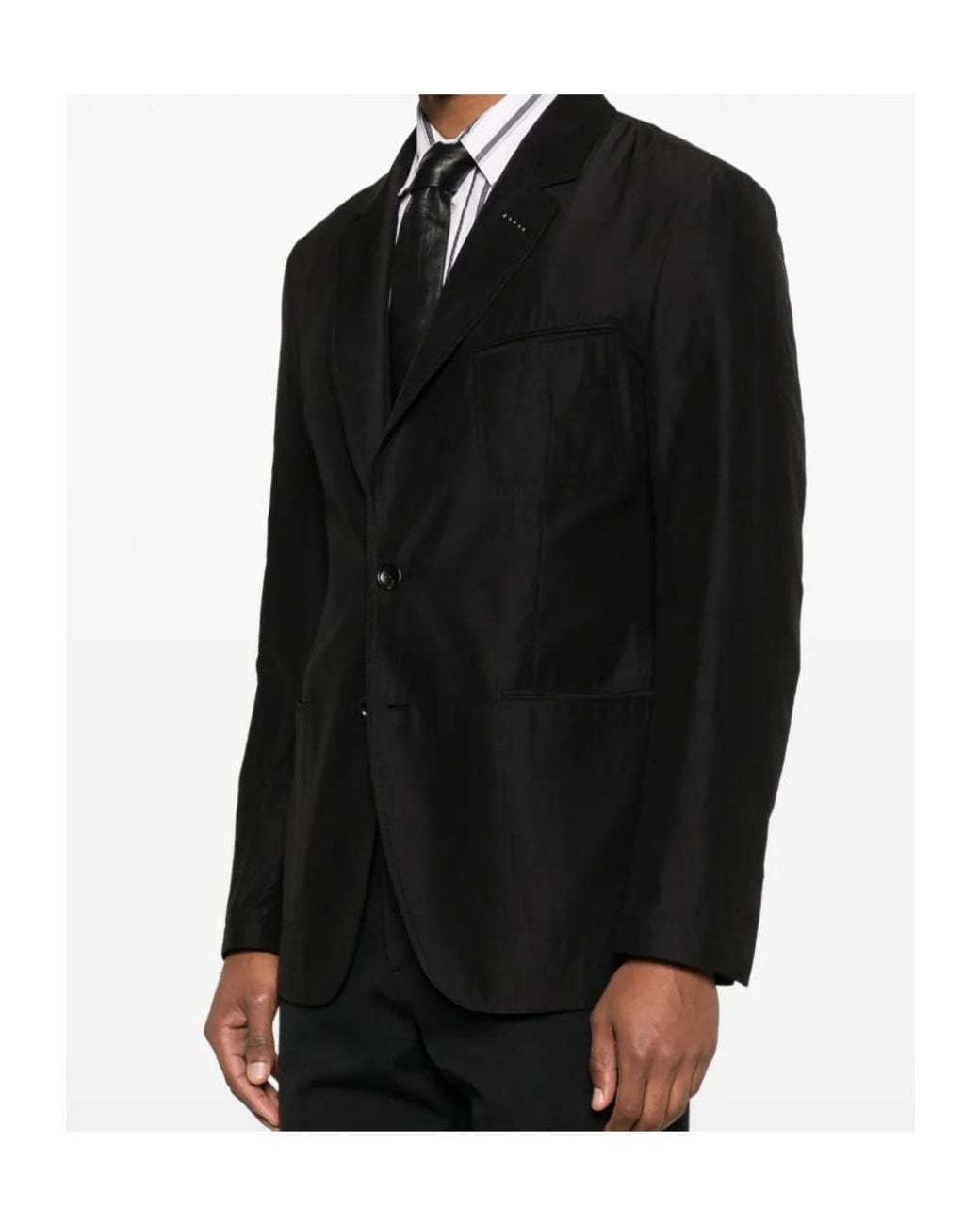 Tom Ford Black Single-Breasted Buttoned Blazer for men