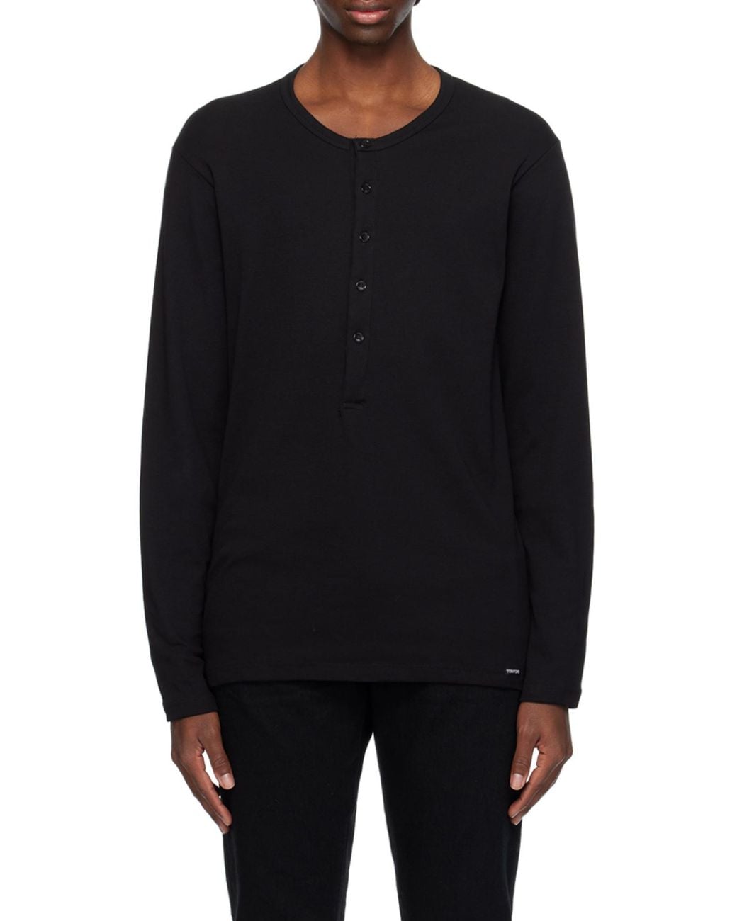 Tom Ford Blue Crewneck Henley Pajama T-Shirt for men