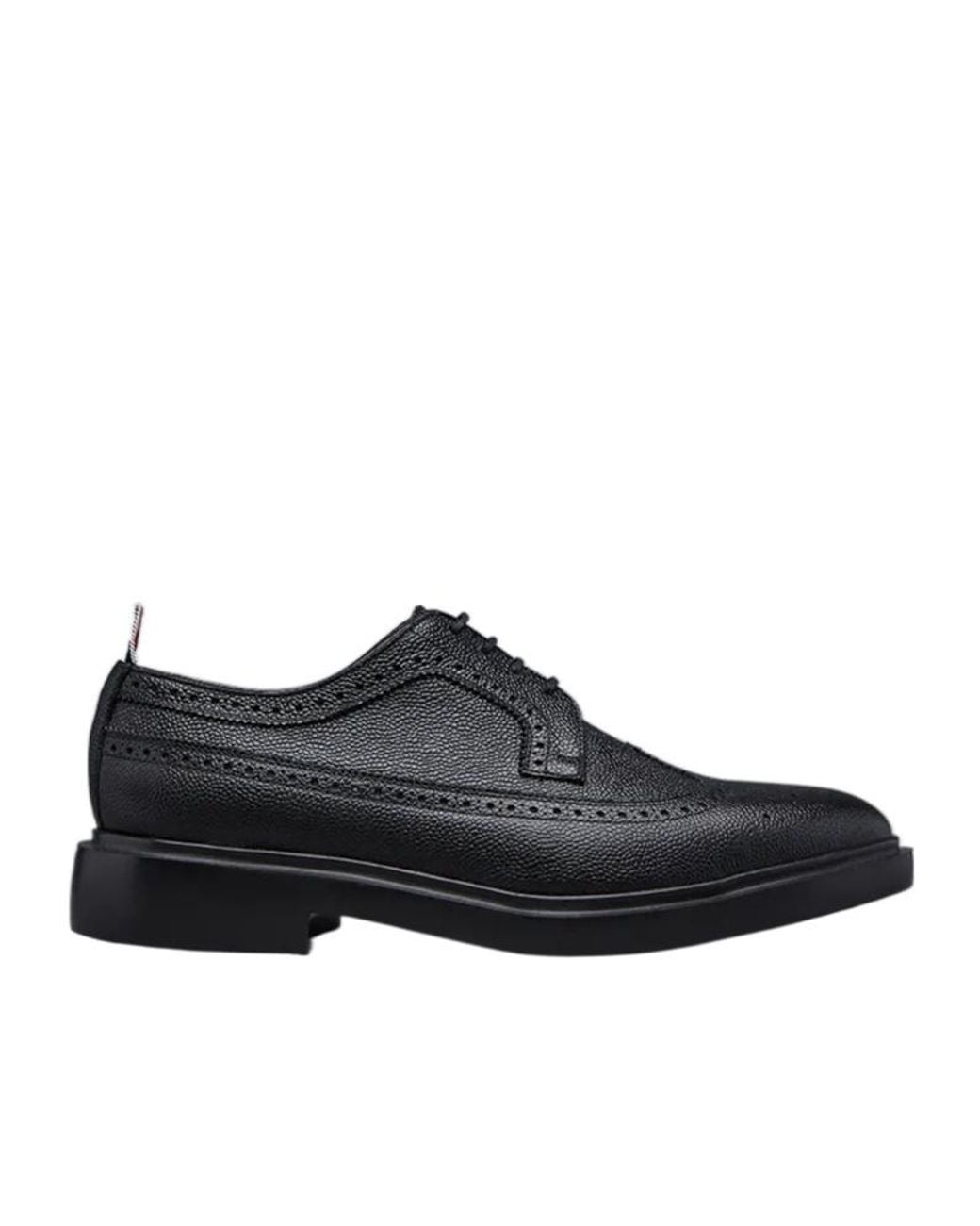 Thom Browne Black Longwing Almond-Toe Derby Shoes for men