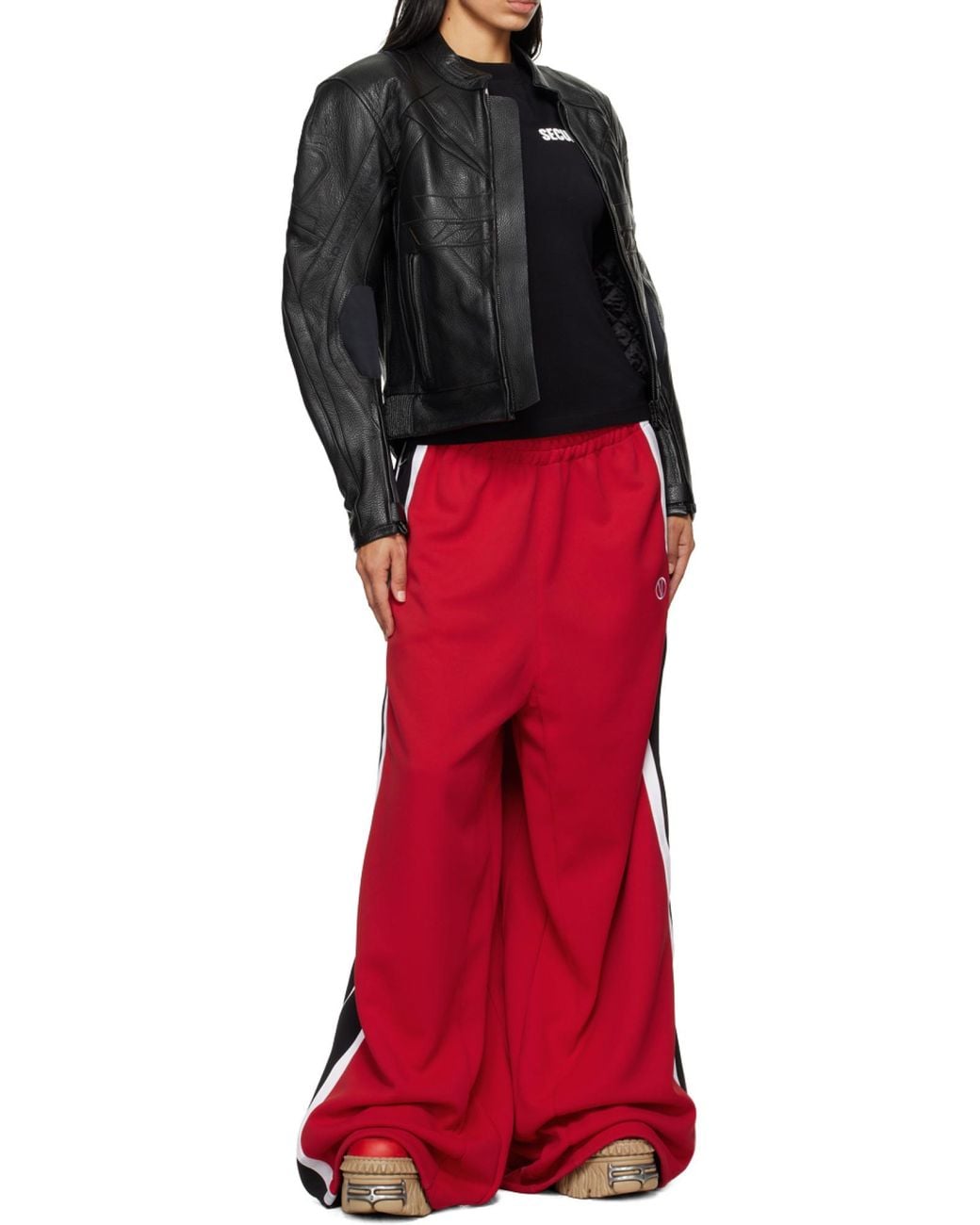 Vetements Black Patterned Leather Jacket for men