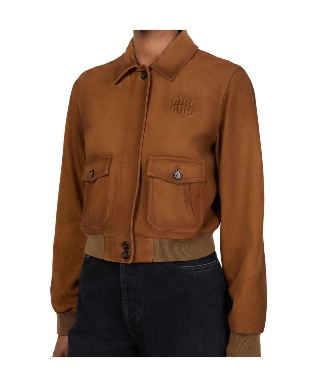Miu Miu Brown Lapel Long-Sleeved Casual Jacket