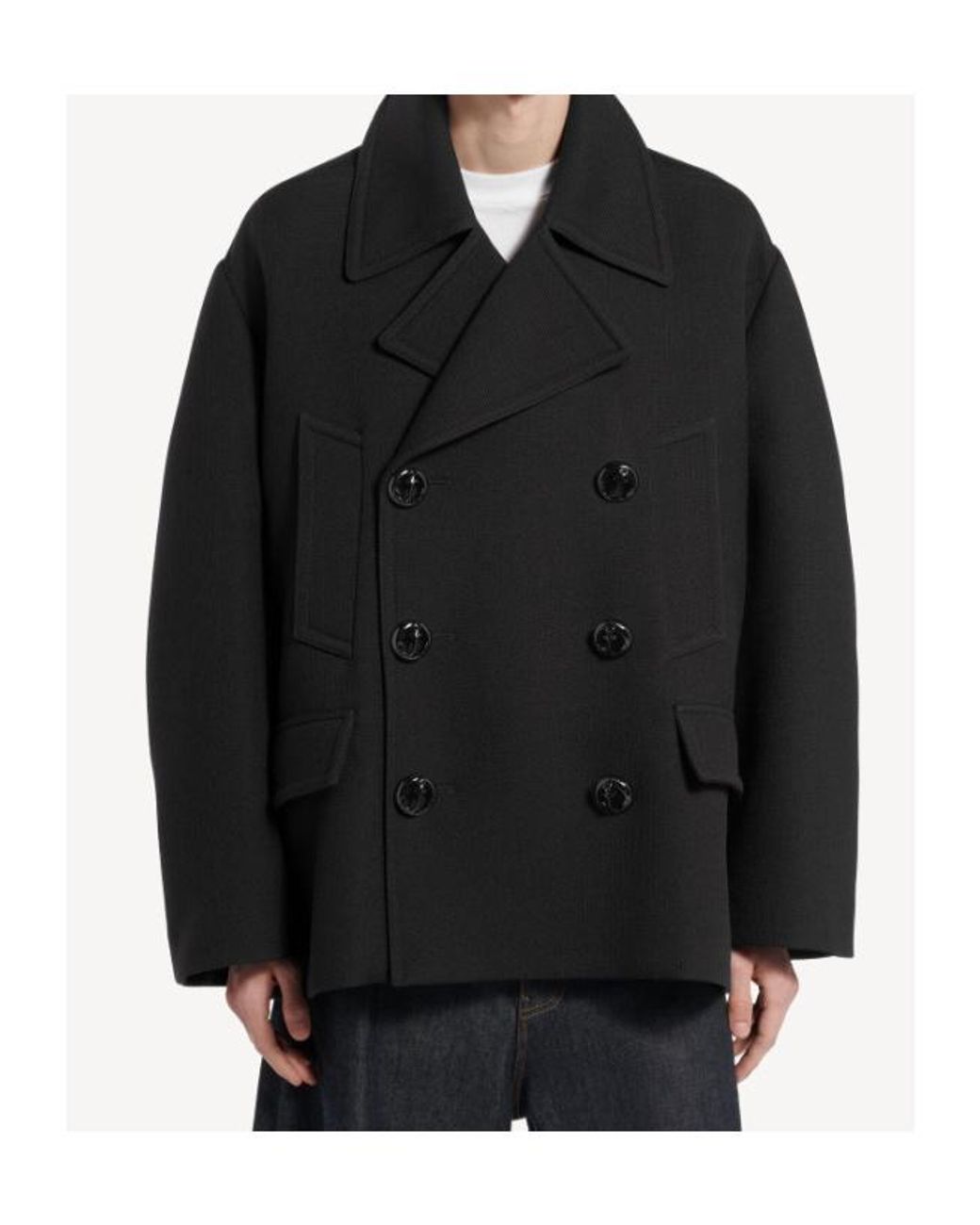 Balenciaga Black Short Peacoat for men