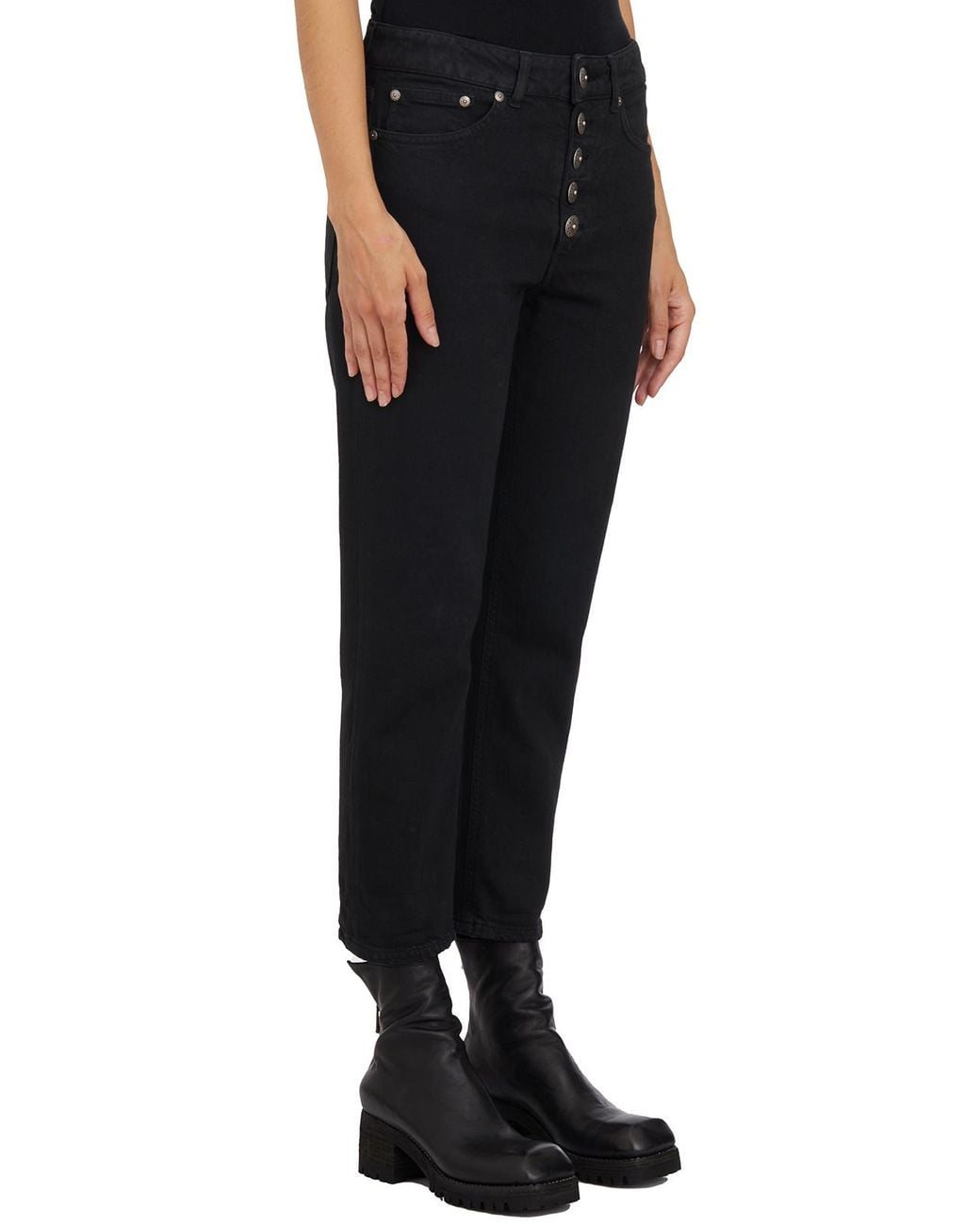 Dondup Black Multi-Button Denim Trousers