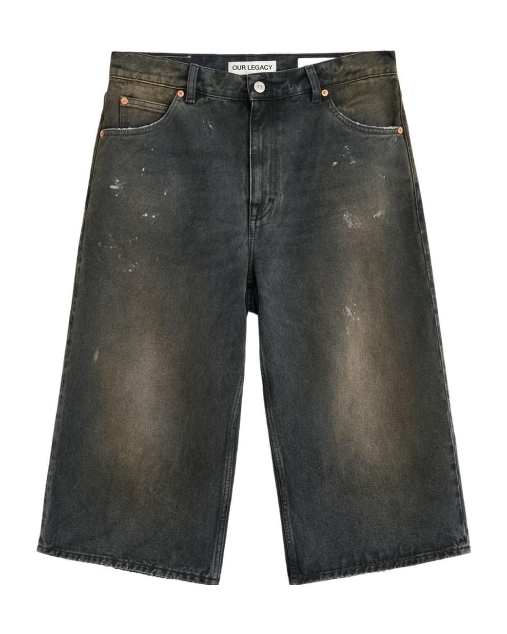 Our Legacy Gray Capri Cut Denim Bermuda Jeans for men