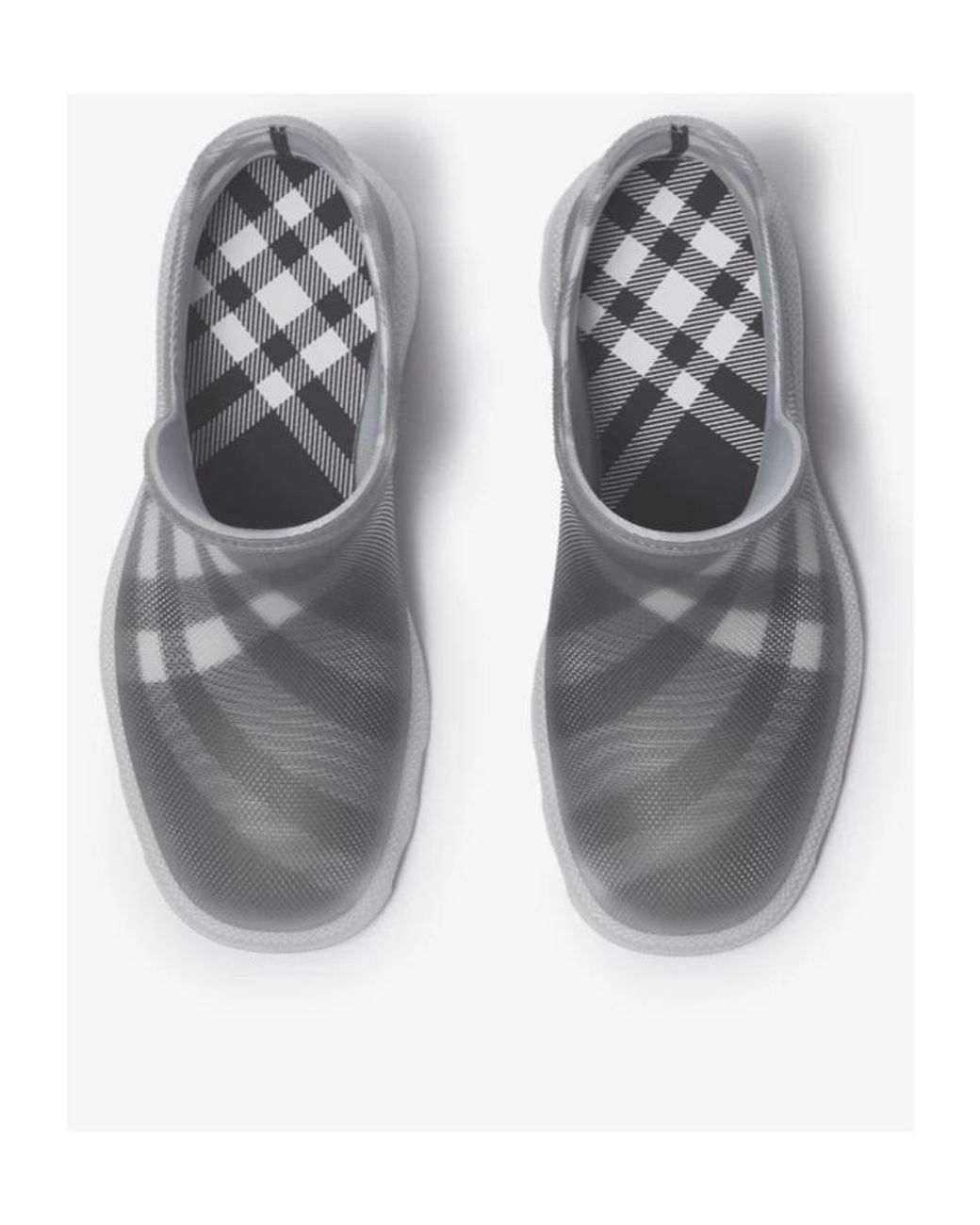 Burberry Gray Marsh Vintage-Check Mesh Pull-On Boots