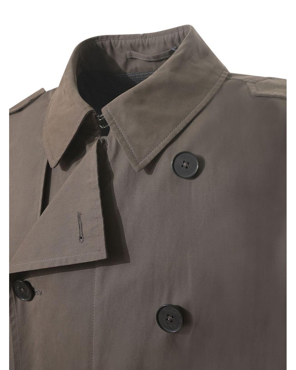 Herno Gray Double-Breasted Belted Coat for men