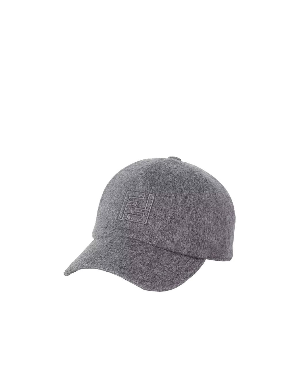 Fendi Gray Ff Embroidered Baseball Cap for men
