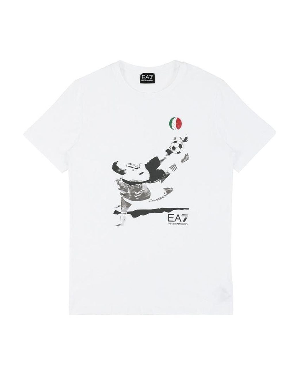EA7 White Logo T-Shirt With Round Neck for men