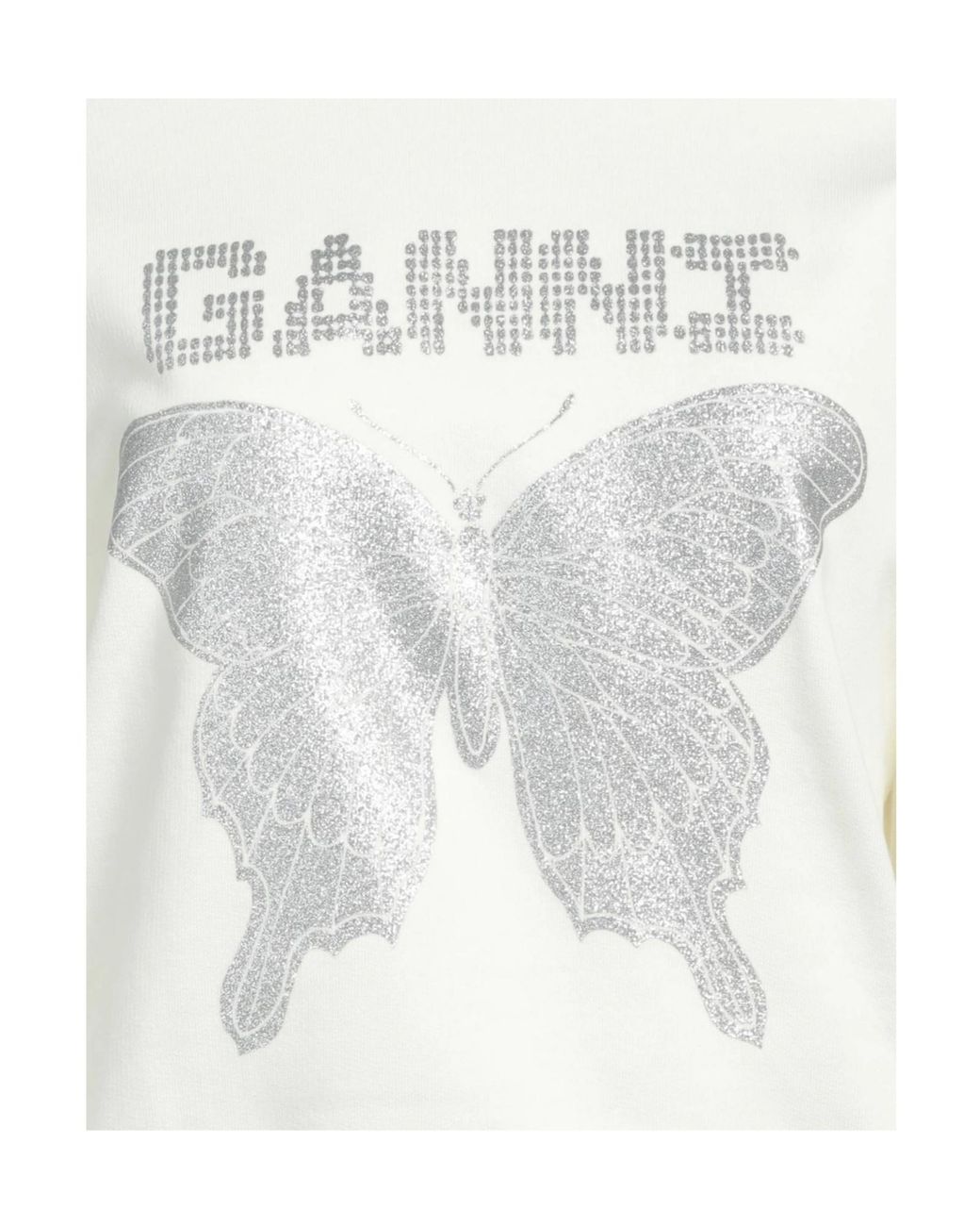Ganni White Solid-Color Suede Sweatshirt