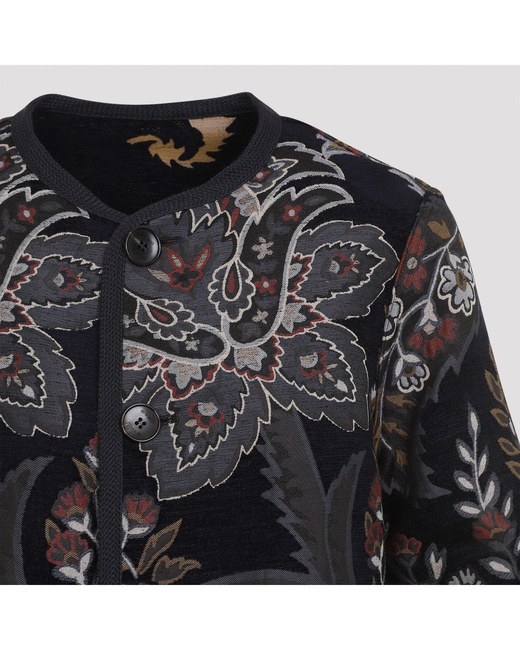 Etro Black Reversible Chenille Jacquard Coat