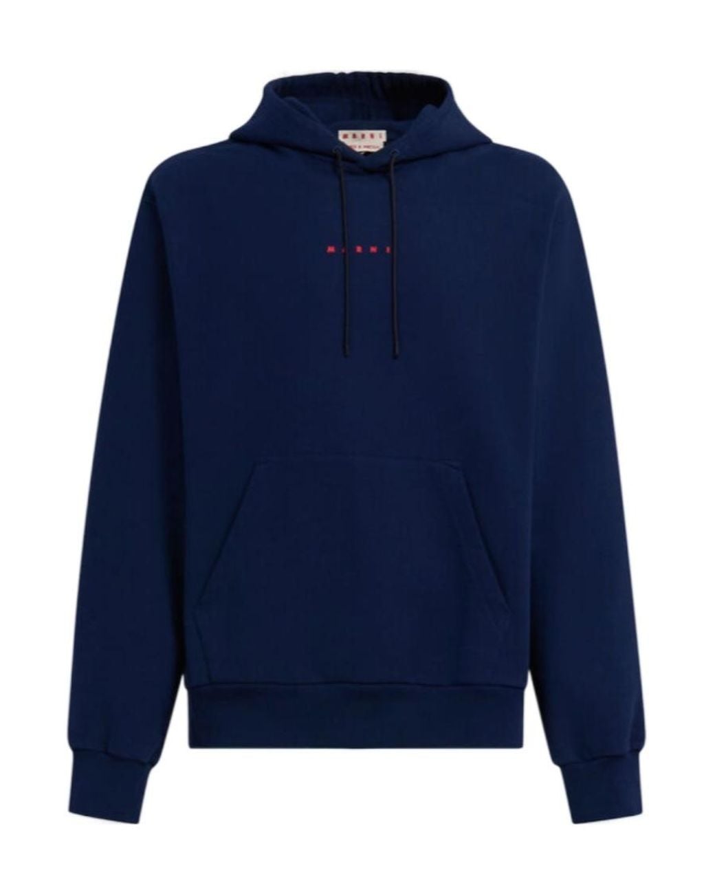 Marni Blue Logo Printed Drawstring Hoodie for men