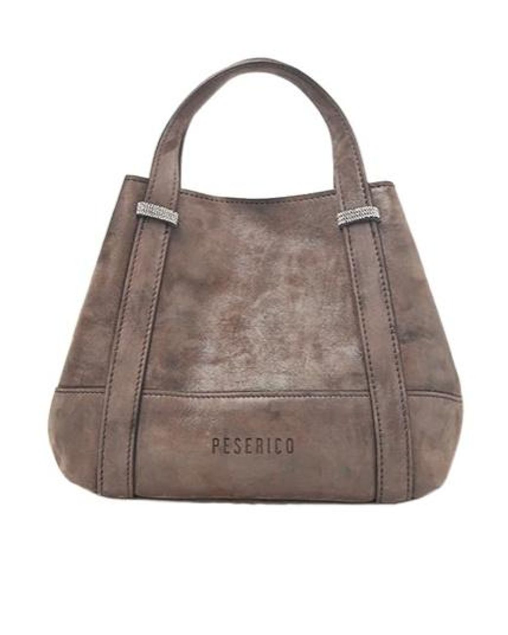 Peserico Brown Rhinestone Detail Mini Tote Bag