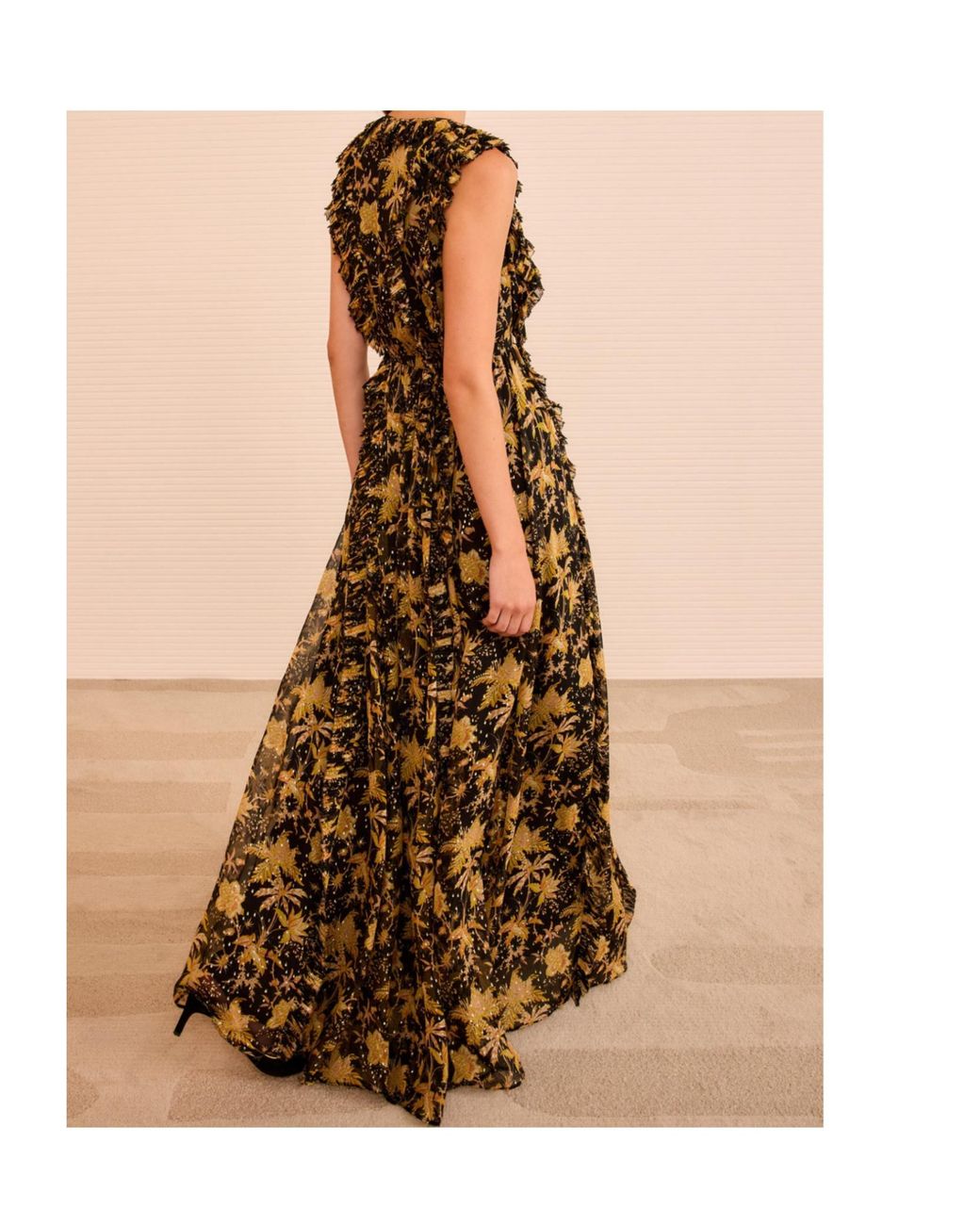 Ulla Johnson Metallic Botanical Print Sleeveless Maxi Dress