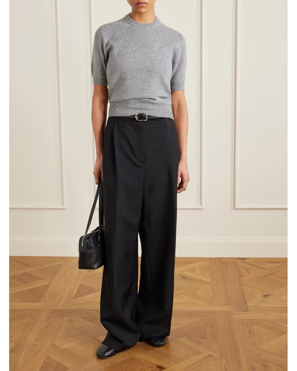 Jil Sander Gray Short-Sleeved Wool Knit Sweater