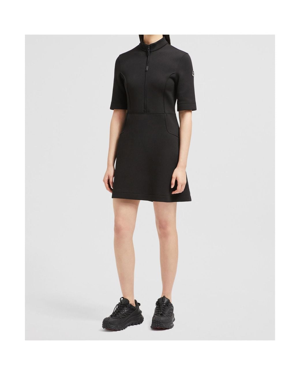 Moncler Black Year Of The Snake Patch Neoprene Mini Dress
