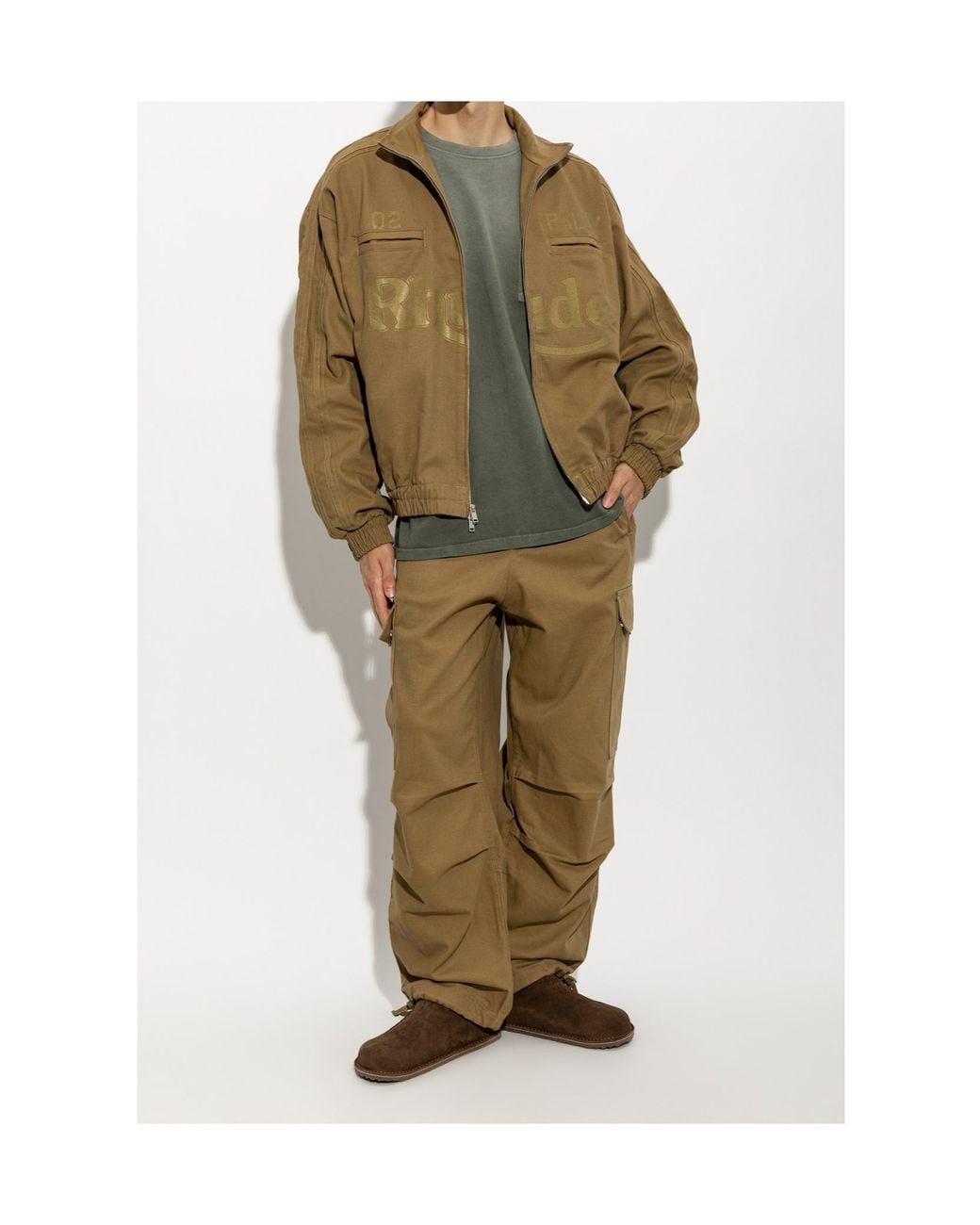 Rhude Green Logo Zip-Up Jacket for men