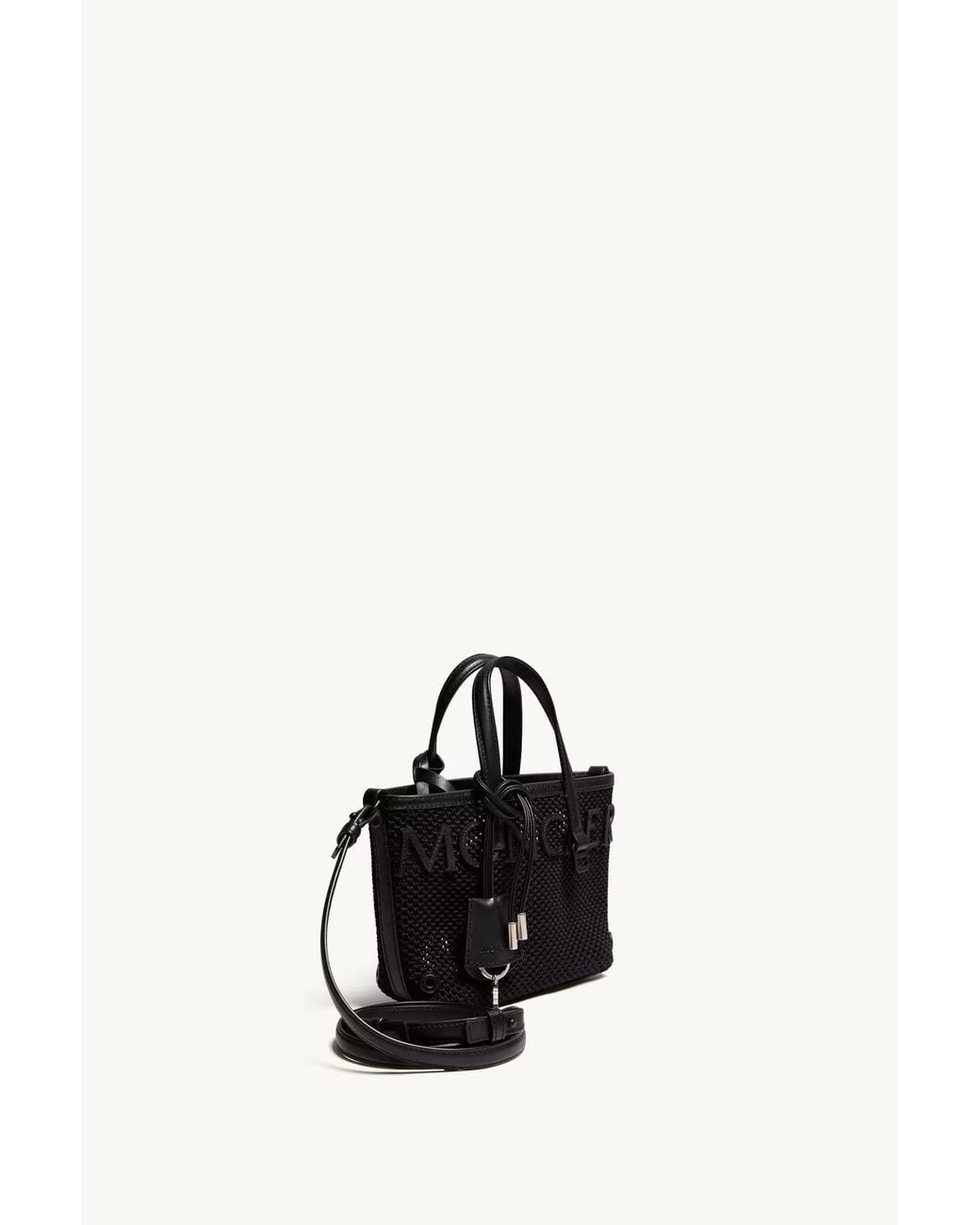 Moncler Black Very Mesh Leather Tote Bag