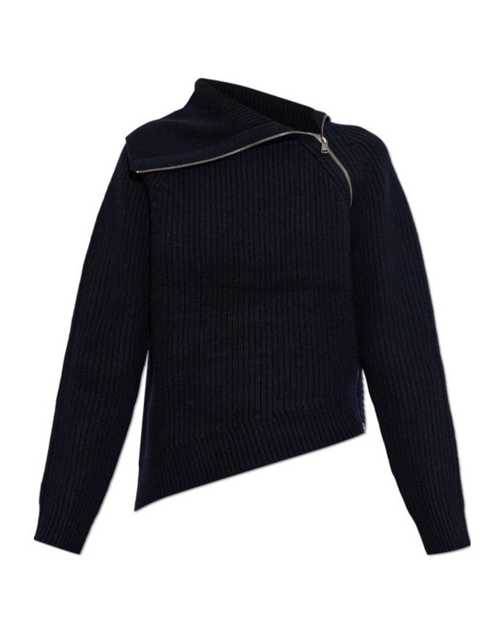 AllSaints Blue Cleo Zip Turtleneck Knitted Sweater