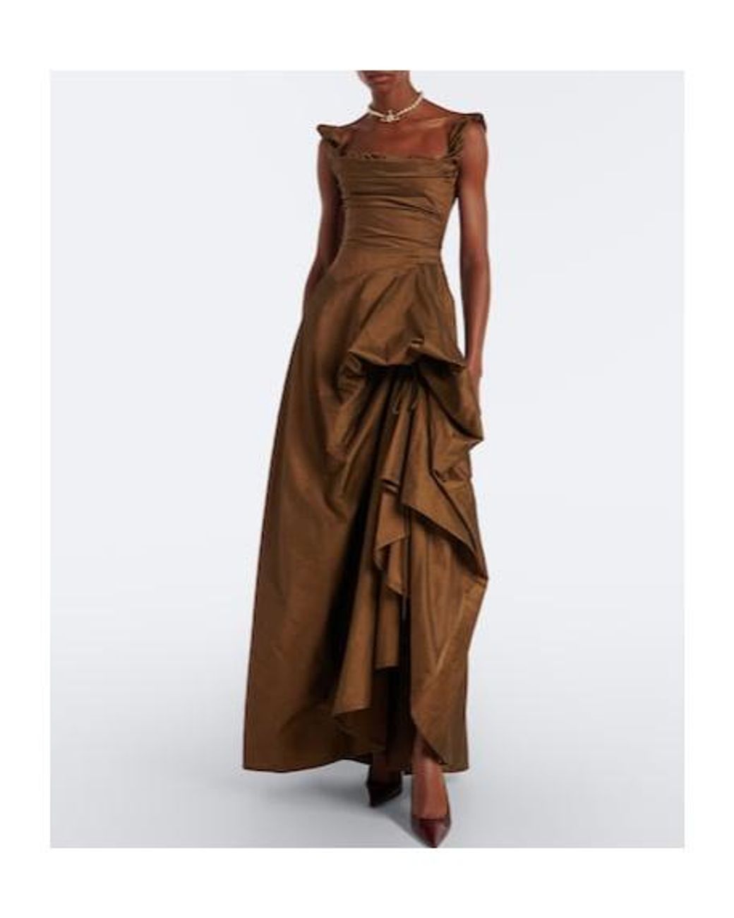 Vivienne Westwood Brown Draped Cotton-Blend Bustier Dress