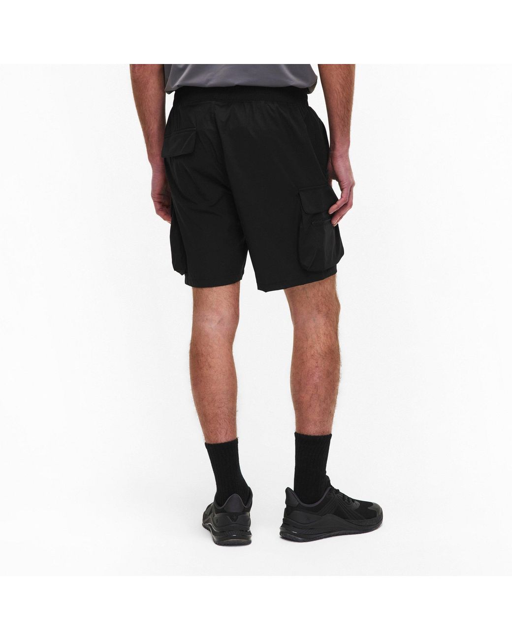 Represent Black Minimalist Cargo Shorts for men
