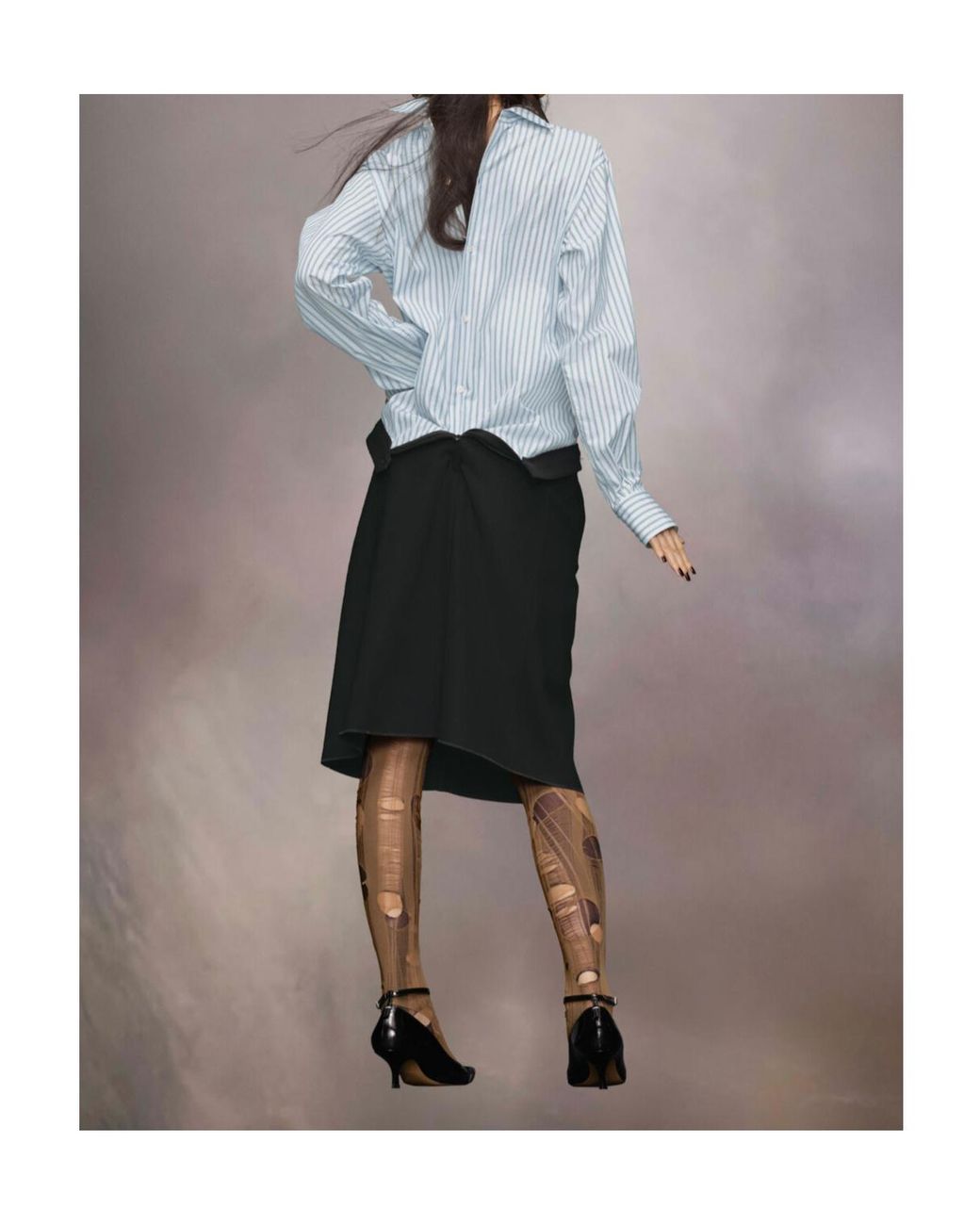 Maison Margiela White Reversed Stripe Shirtdress