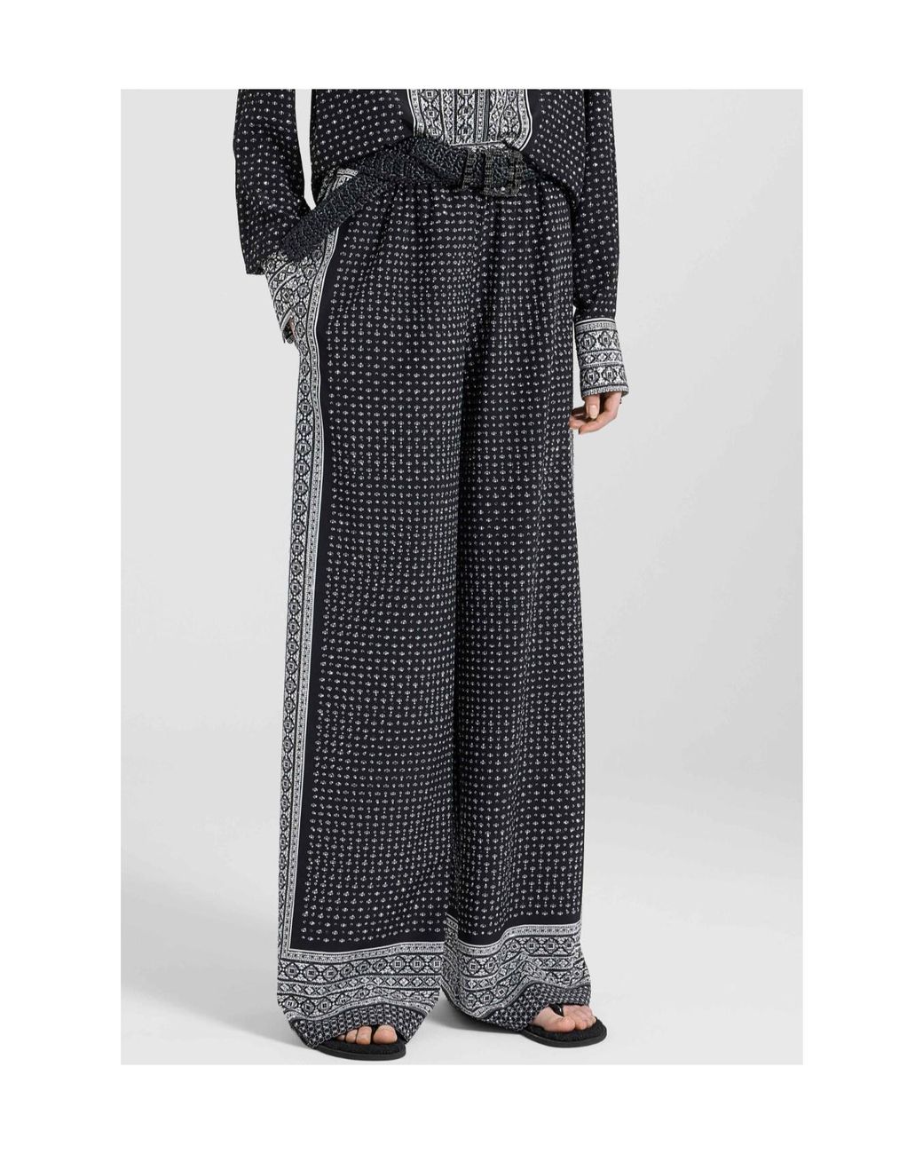 Ermanno Scervino Black Bandana Straight Leg Trousers