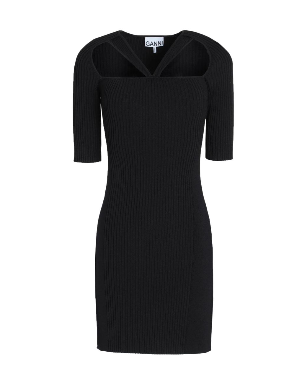 Ganni Black Solid Knit Dress