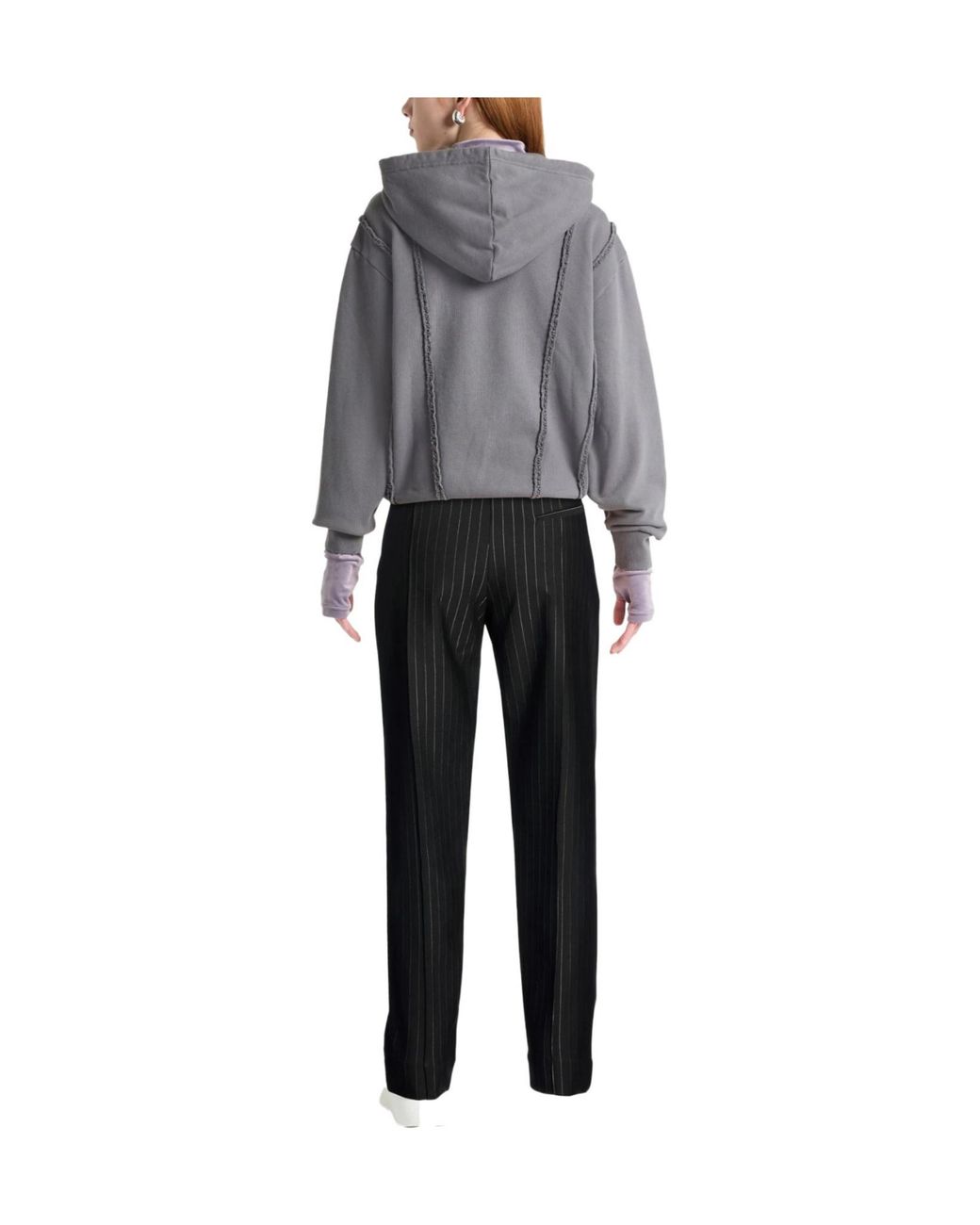 Ganni Black Vertical Striped Tapered Trousers