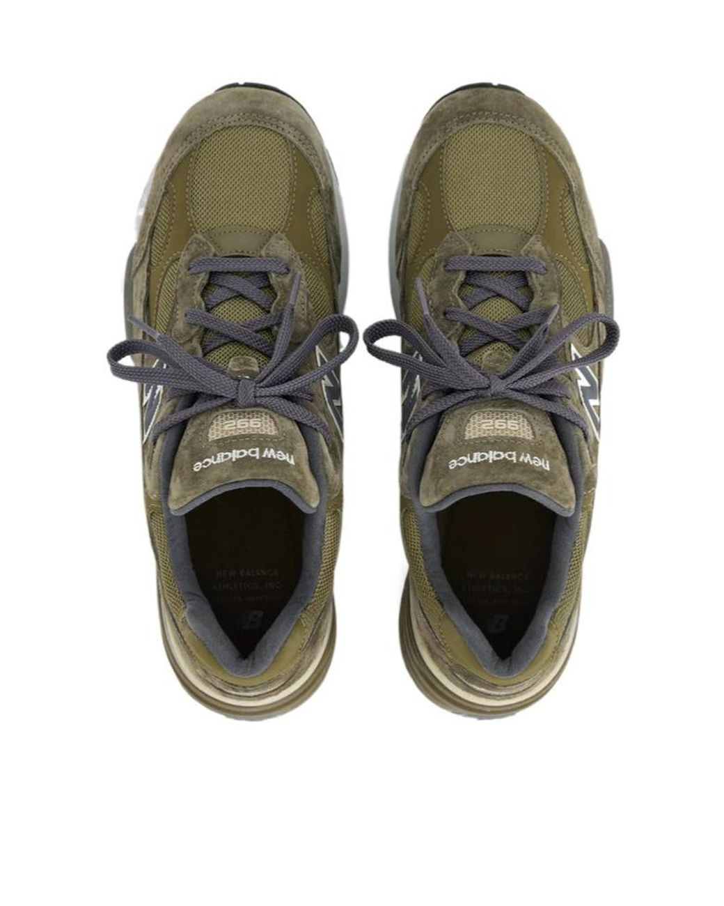 New Balance Green 992 Logo Patch Lace-Up Sneakers for men