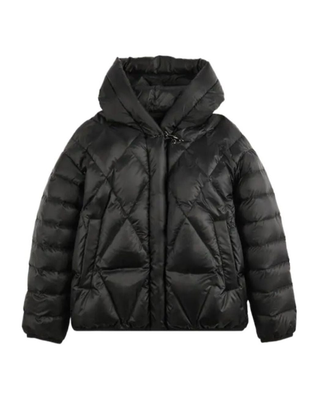 Fay Black Argyle Hooded Down Jacket