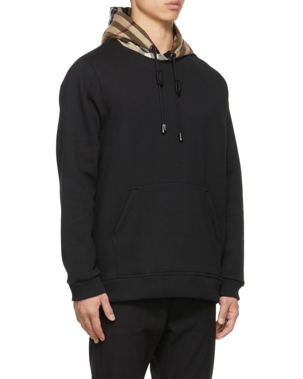 Burberry Black Check-Detail Hoodie for men