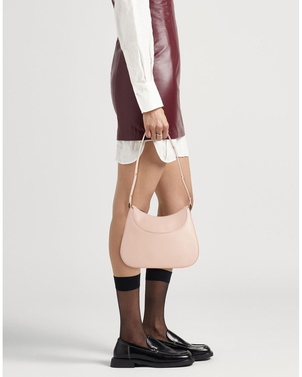 Marni Pink Large Solid Color Leather Hobo Bag